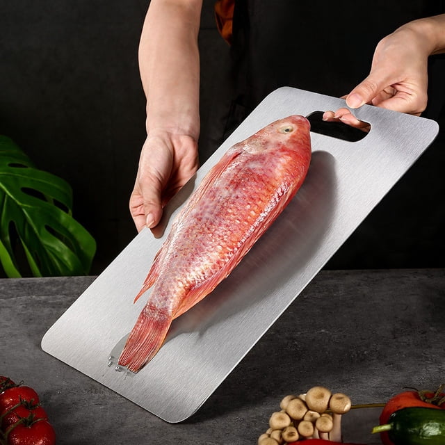 Tabla de cortar de acero inoxidable 304, tabla de cortar rectangular multiusos para cocina y hogar, tabla para cortar verduras, tabla para amasar y amasar