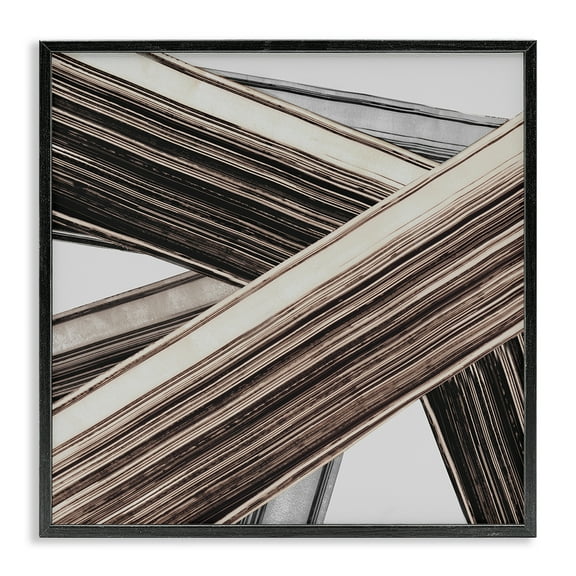 Stupell Industries Woven Lines Composition Abstract Painting Black Framed Art Print Wall Art, 12 x 12
