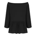 thumbnail image 6 of Sexlip Womens Swimsuit Set Gathered Neck Cover Up Design Ruffled Tier 3/4 Sleeve Loose Silhouette Soft Fabric for Summer Water Activities Black M, 6 of 9