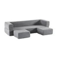 thumbnail image 3 of Ebern Designs Convertible Sofa Bed with Storage Ottomans - Space-Saving High-Density Foam Sleeper, Ultra-Soft Chenille Sofa for Studio Apartments & Home Offices, 3 of 9