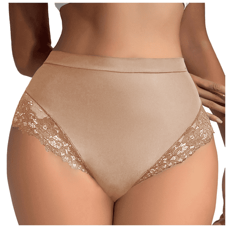 Fulorrnie Underwear for Women Comfort Cheeky High Waisted Seamless Panty Banded Waist Waistband Stretchable Panties  Beige  XL