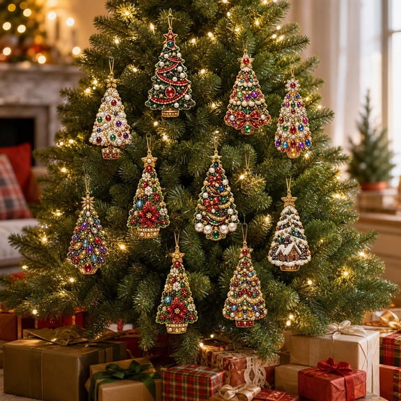 Christmas DIY Pearl Diamond Ornaments, Art Kit For Adults, Glossy Pearl Acrylic Hanging Decor For Christmas Tree Holiday Decor