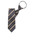 thumbnail image 2 of Jacob Alexander Men's Woven Double Stripe Pre-Tied Zipper Neck Tie - Navy Blue Gold, 2 of 6