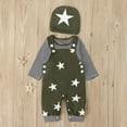 thumbnail image 5 of Penkiiy Toddler Boy Star Print Pattern Long Sleeve Overalls Clothes Hat Three-piece Sute Toddler Boy Summer Clothes 3-6 Months On Sale, 5 of 9