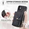thumbnail image 6 of ShellTech Phone Case for iPhone 11 Zipper Wallet Cover with Credit Card Holder Slot Shoulder Crossbody Strap Cell Women Girls Men,Black, 6 of 12