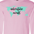 thumbnail image 4 of Inktastic Adventure Awaits Teal World Map Long Sleeve T-Shirt, 4 of 5