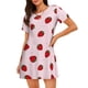 thumbnail image 1 of Easygdp Strawberry Camisón de manga corta para mujer, informal, estampado, 1 of 6