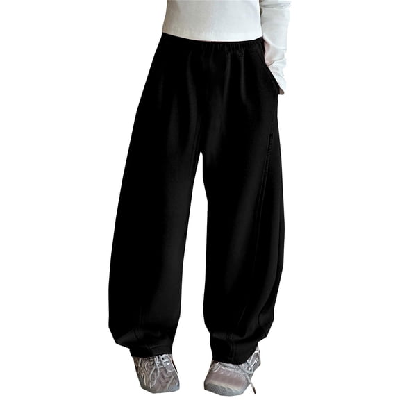 Girls Wide Leg Sweatpants Trendy Oversized Drawstring Sweat Pants Elastic Waist Baggy Trousers Soft Pant Athletic Clothes