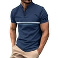 thumbnail image 3 of T-shirts for Man, Men Solid Color Casual Fashion Button Round Neck Short Sleeve T-shirt Top M, Navy, 3 of 9