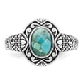 thumbnail image 4 of White Sterling Silver Ring Band with Stones Rounded Synthetic Turquoise Oval Blue, 4 of 4