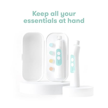 Frida Baby Electric Nail Buffer | Safe + easy grooming kit for newborn, toddler, or children's fingernails and toenails, 4 Buffer Pads, LED Light, Storage Case