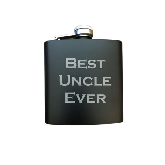 PrecisionNC Uncle Gifts Best Uncle Ever Engraved Stainless Steel 6 oz Flask Fathers Day Flask