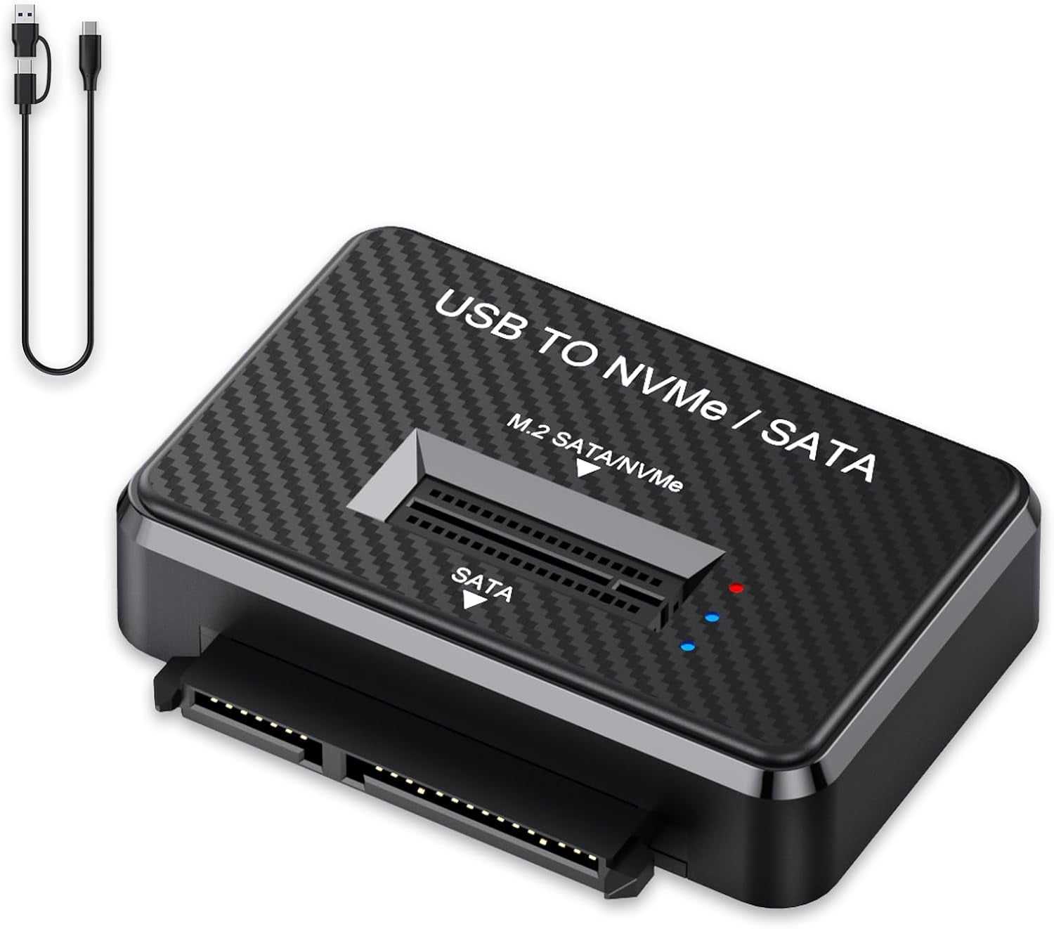 KSRplayer Dual-Bay M.2 NVMe/SATA & 2.5" SATA Enclosure Adapter,2-in-1 External Hard Drive Reader, USB 3.2 Gen 2 (10Gbps), Portable M.2 SSD to USB, Supports M Key & M+B Key