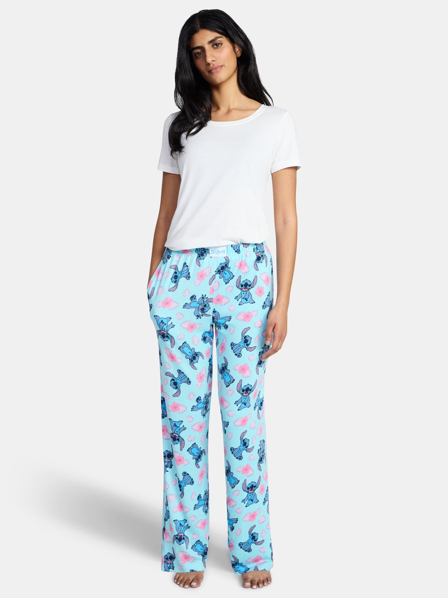 Disney Stitch Women's Hacci Knit Wide Leg Sleep Pants, Sizes XS-3X