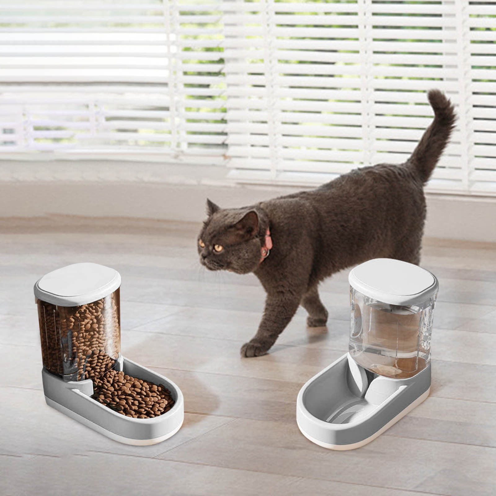 Arestory Automatic Cat Feeder and Water Dispenser with Pet Food Bowl,Gravity Food Feeder and Waterer Dispenser in Set for Small Medium Dog Puppy Kitten Rabbit Bunny Large Capacity