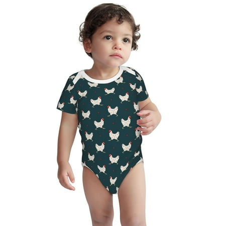 

Fotbe Funny Chicken Pattern Unisex-baby Short-sleeve Bodysuit Short Sleeve Bodysuits One-piece 100% Organic Cotton for Infant Baby Boys Unisex-18 Months