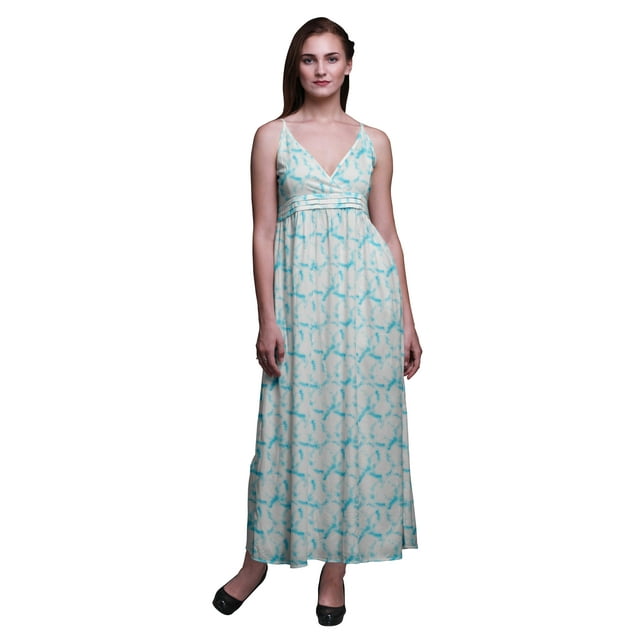 Bimba Robe Longue Chic Imprimée Teinture sur Nœuds pour Femmes Boho Été Maxi Plage - Très Petit