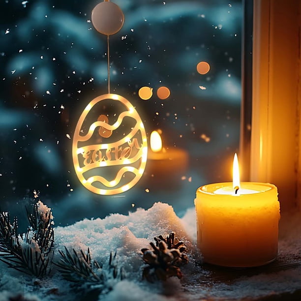Luces de noche Decoraciones de ventana de Pascua Luces Huevos de Pascua Ventosa Linterna una luz