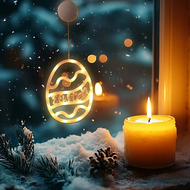 Qocolhg Easter Window Lights - Easter Decorations Window Lights | Lighted Easter Window Decoration| Easter Multicolor Window Light Battery Operated with Suction Cup | Indoor Easter Lights for Home