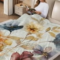 thumbnail image 2 of Creowell Flowers Watercolor Modern Flannel Blanket for Couch Bed 50*60in, 2 of 7
