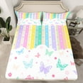 thumbnail image 2 of Castle Fairy Child Boys Girls Flying Butterflies Twin Sheet Sets 3pcs,Chic Floral Polka Dots Twin Fitted Sheet Microfiber,Geometric Colorful Stripes Breathable Flat Sheet,Super Cozy Room Decor, 2 of 7