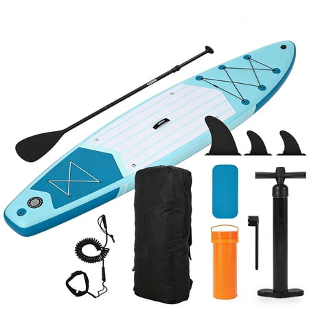 CazToi 10.6ft Inflatable Stand Up Paddle Board with Anti-Slip EVA Deck Portable Blow Up SUP Board with Pump  Carry Bag & Accessories