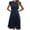 Navy, variant on yillto Elegant Dresses for Women Short Sleeve Drawstring Midi A-Line Dresses Trendy Casual Crew Neck Dresses