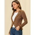 thumbnail image 2 of INSPIRE CHIC Women's Notched Lapel Button Decor Thin Striped Blazer, 2 of 6