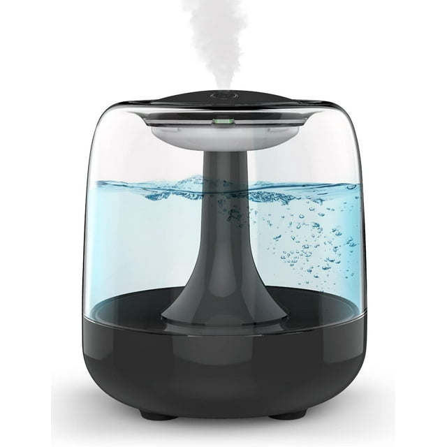 Mini humidificador, humidificador de aire ultrasónico USB de 440 ml con luz nocturna colorida, apagado automático, 2 modos de niebla, súper silencioso (negro)A ER