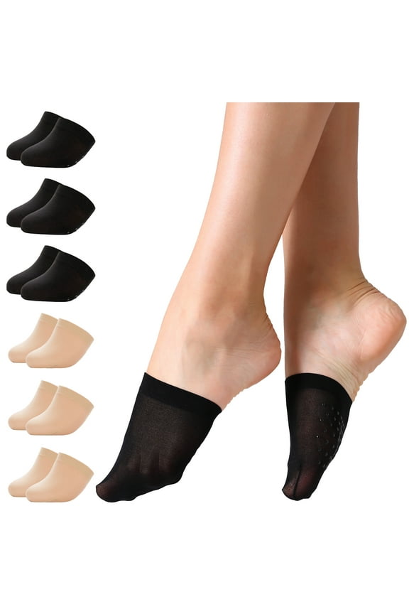 6 Pairs Women Half Toe Topper Socks No Slip Toe No Show Liner Socks for Heels