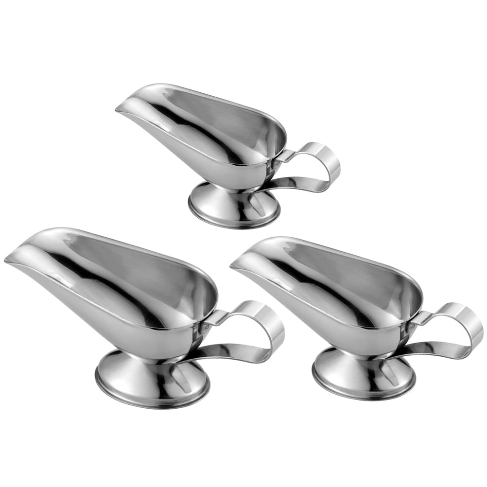 3pcs Gravy Boats Stainless Saucier Sauce Boats Seasoning Storage Containers