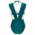 thumbnail image 6 of Hvot&aat Women's One Piece Swimsuit Plunging Neck Bathing Suit Solid Color Sleeveless Swimwear, 6 of 7