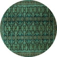 thumbnail image 1 of Ahgly Company Machine Washable Indoor Round Persian Turquoise Blue Traditional Area Rugs, 4' Round, 1 of 4