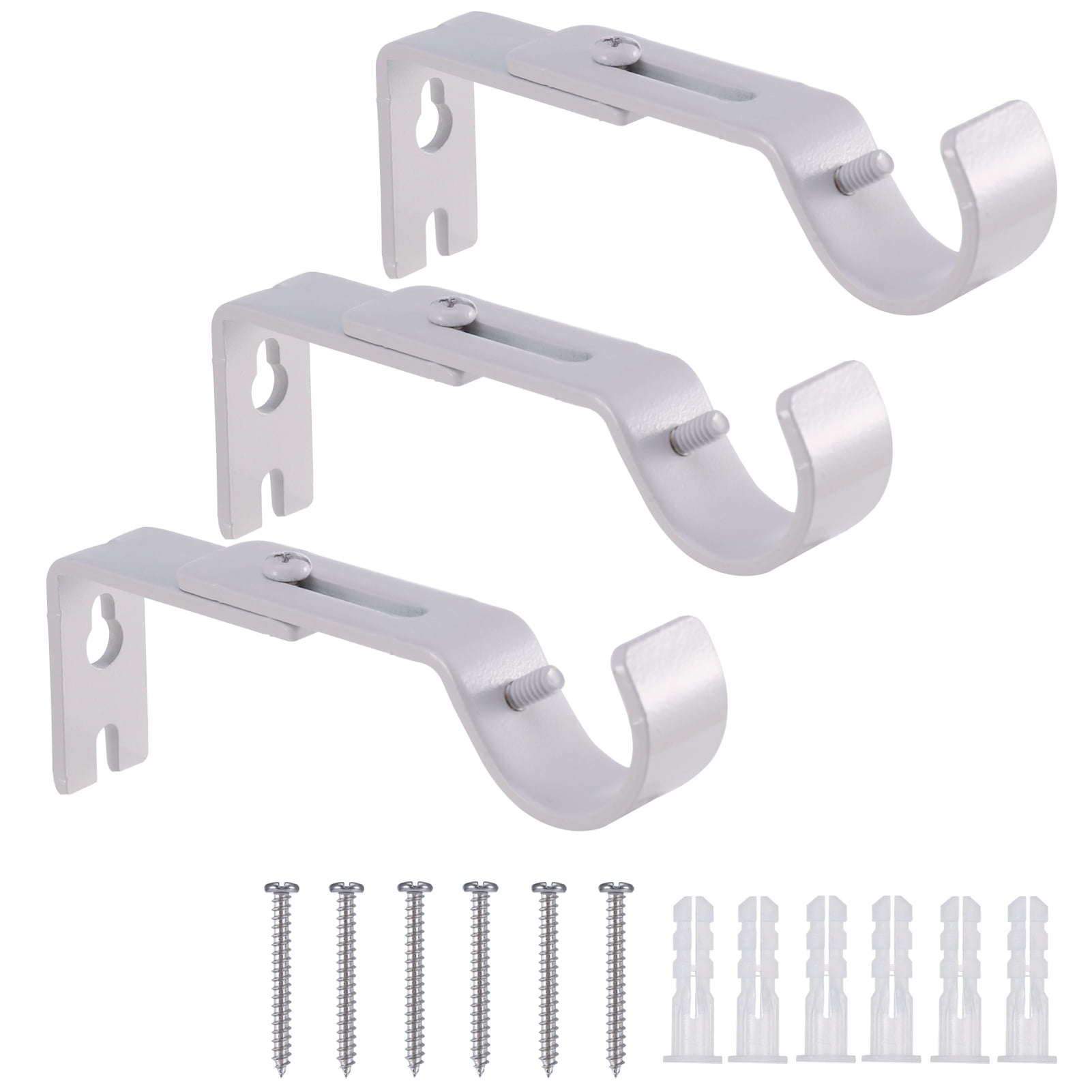 HEQUSIGNS Adjustable Curtain Rod Brackets, 3 Pack Drapery Rod Holders, Heavy Duty Curtain Rod