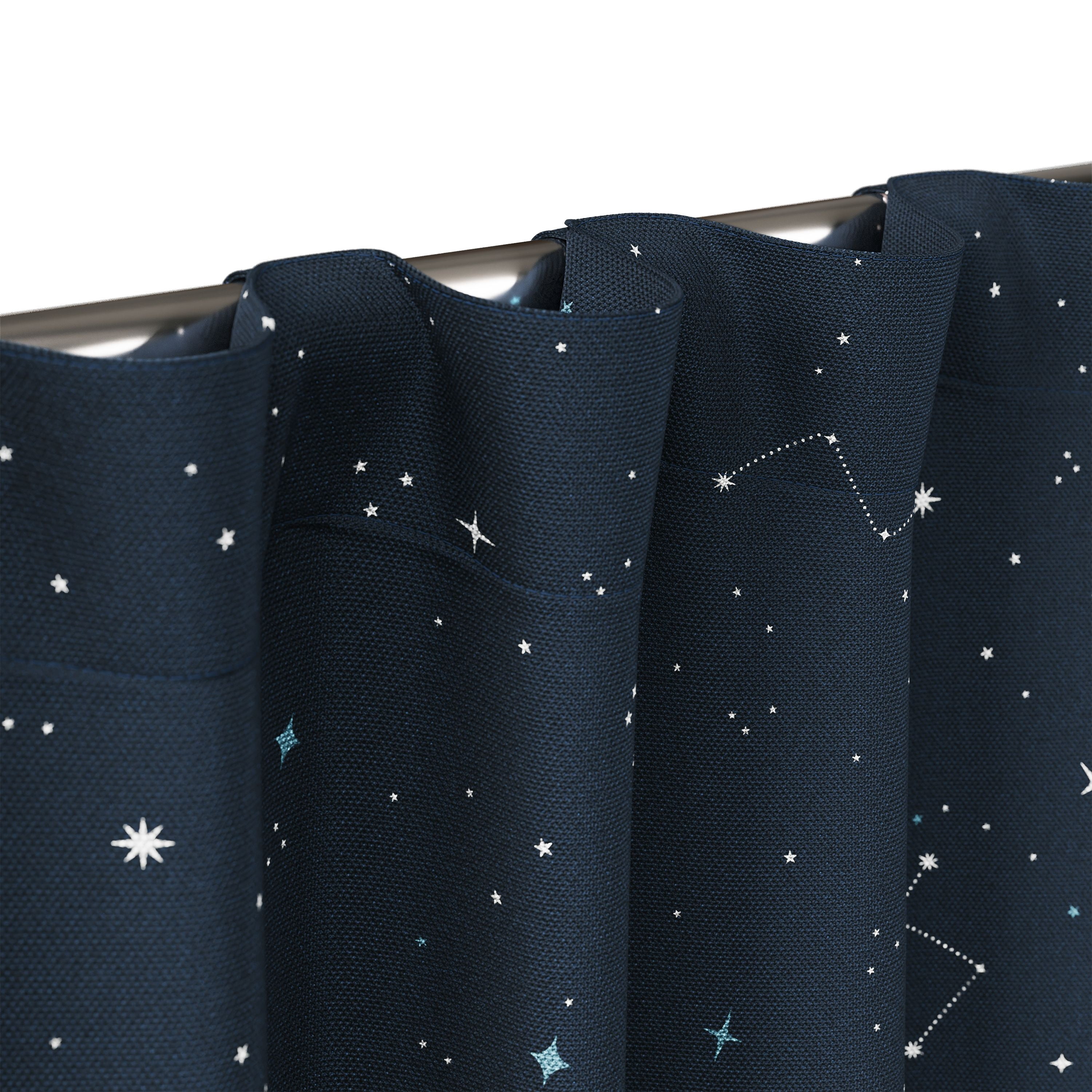 Mainstays Kids Dark Navy Printed Glow in the Dark Blackout Rod Pocket with Back Tabs Single Curtain Panel, Star Constellations Print, 38" W x 84" L