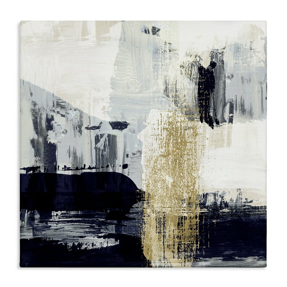 Stupell Industries Gold Paint Stroke Abstract Abstract Painting Gallery Wrapped Canvas Art Print Wall Art, 17 x 17