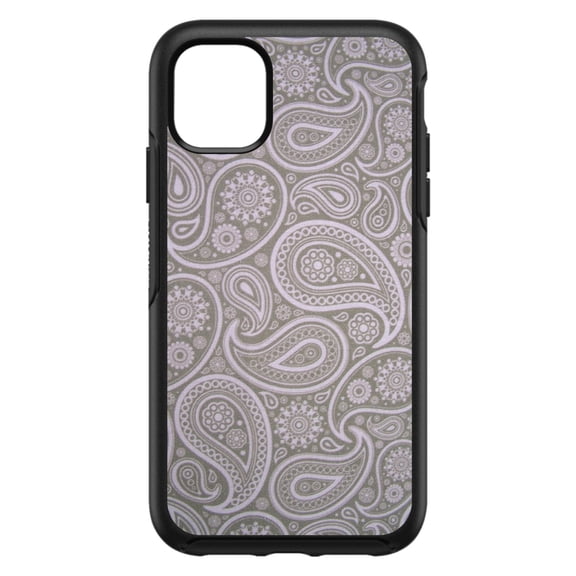 DistinctInk Custom SKIN / DECAL compatible with OtterBox Symmetry for iPhone 11 (6.1" Screen) - Grey Black Paisley