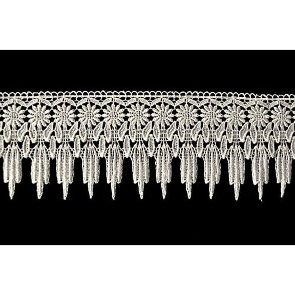 Altotux 4.5" White Ivory Venise Floral Lace Trim Small Scalloped Edge Sold By Yd (Ivory)