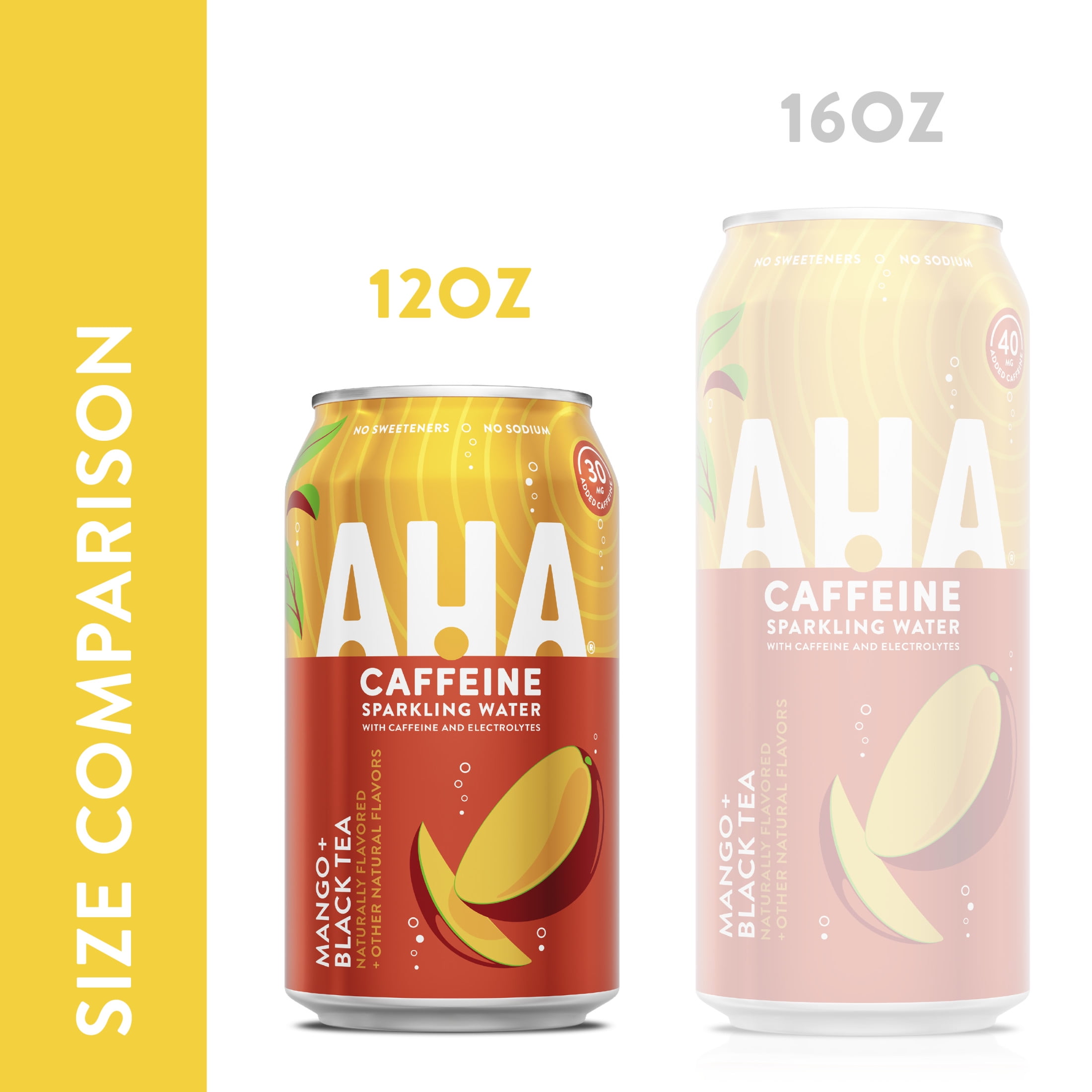 AHA Mango and Black Tea Sparkling Water, 12 fl oz, 8 Cans