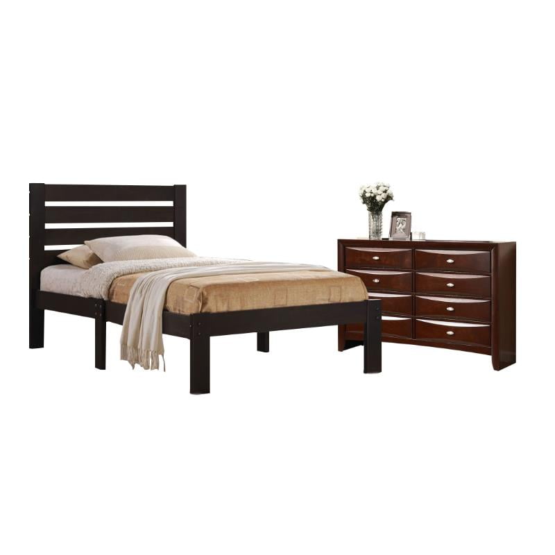 Kenney 2 Piece Bedroom Set With Full Bed And 8 Drawer Dresser In Espresso Walmart Com