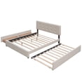 thumbnail image 6 of Upholstered Platform Bed with 2 Drawers and 1 Twin XL Trundle, Linen Fabric, Queen Size - Dark Beige, 6 of 9