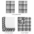 thumbnail image 3 of Winter Nights Cotton Flannel Bed Sheet Set, King, Gray Plaid, 3 of 6