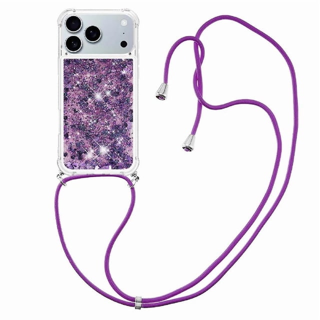 Funda FOXDOCK para iPhone 17 Pro Max con Cuerda Ajustable, Brillo Líquido, Protección Antigolpes y Lente – Ideal para Regalo