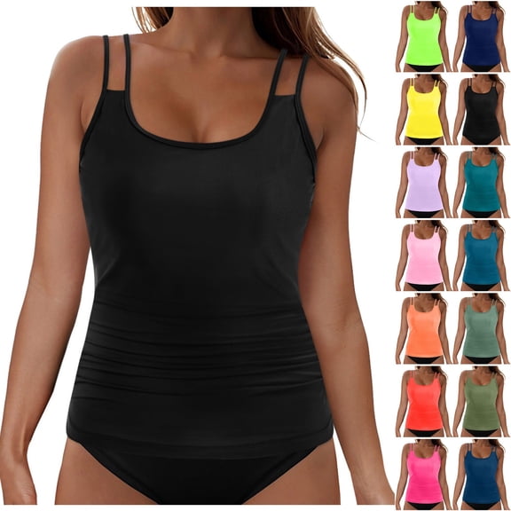 COMVALUE Womens Bathing Suit Loose Fit Swimsuit Swim Tops No Bottom 2026 Tankini Tops Only (Navy, L)