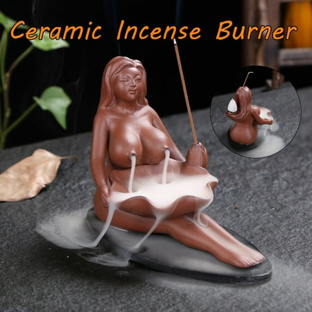 Home Decor Beauty Women Ceramic Porcelain Buddha Incense Burner Buddhist Sandalwood Cone Yoga Help Sleep (Best Incense For Sleep)