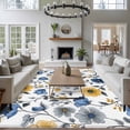 thumbnail image 4 of Yellow Blue Floral Washable Living Room Rugs 8'x10', Vintage Leaf Low Pile Throw Large Area Rug Non-Slip Sturdy Edge Binding Carpet for Bedroom Dining Room Office, 4 of 9
