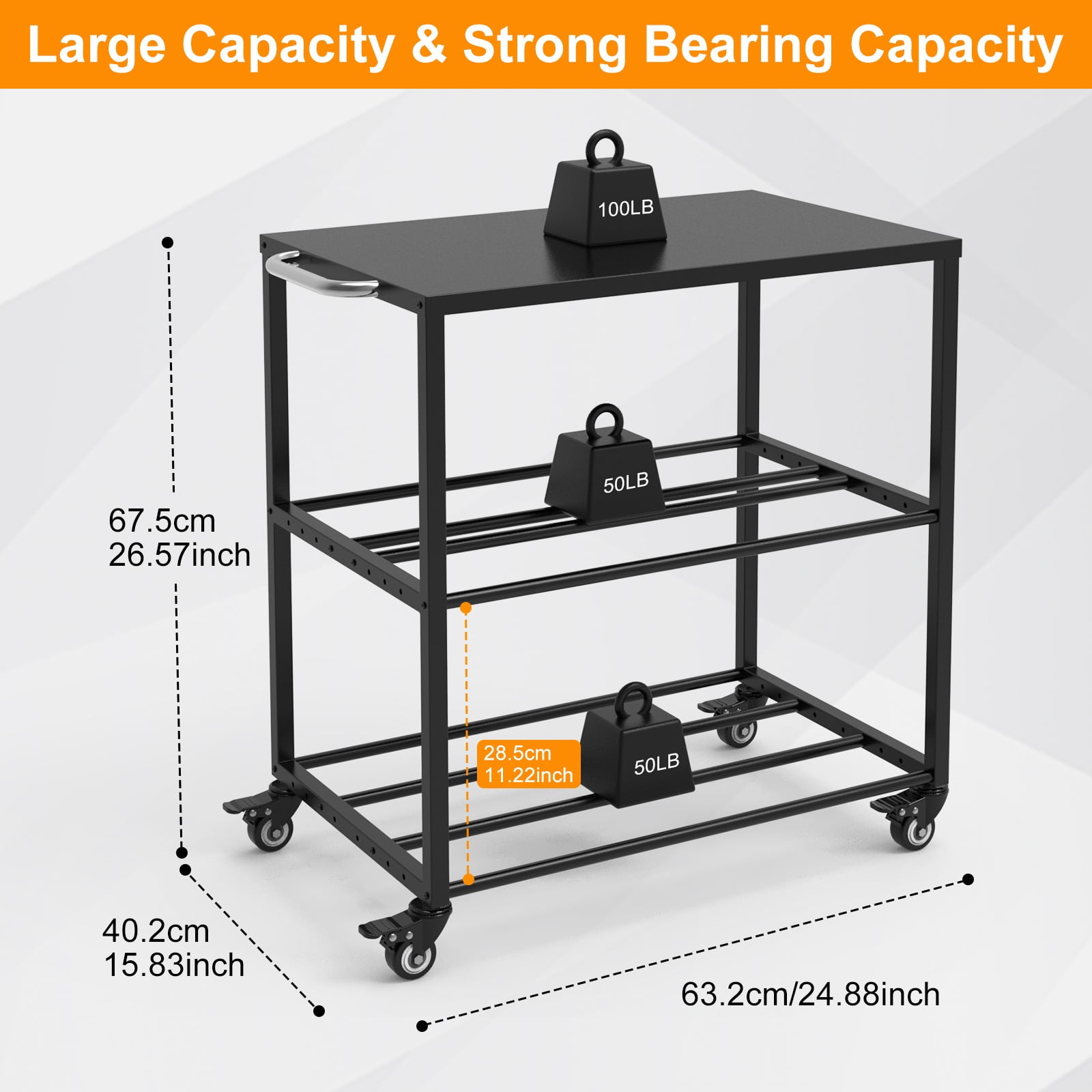 3D Printer Filament Storage Rack, Metal Holders with Wheels for Filament Spools Storage for Home,Office,Workshop(Black)
