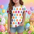thumbnail image 2 of Staki Easter Shirts for Girls Easter Toddler Girls T-Shirts Bunny Short Sleeve Shirts Kids T Shirts Cotton Girls Summer Tops T-Shirts 1-9Y 10-13Y(White,4-5 Years), 2 of 6