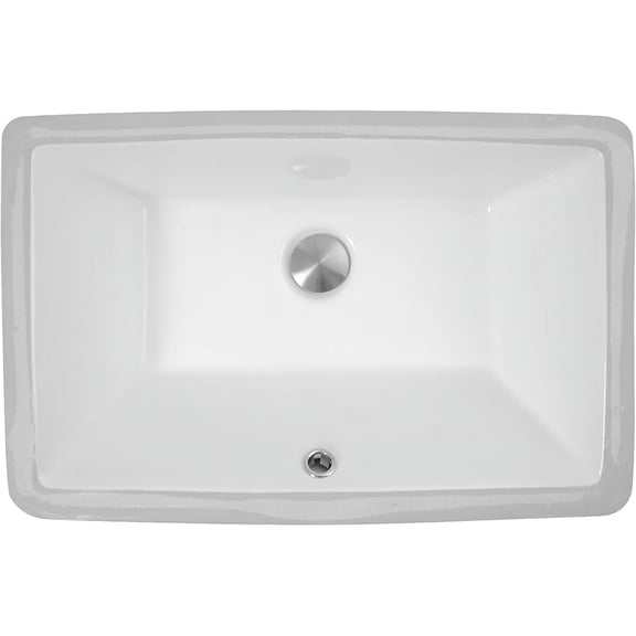 Nantucket Sinks UM-19x11-W Undermount Bathroom Sink – 19"x11" Rectangular White Bowl Bath Vanity Sink, w Overflow, High Gloss Vitreous China, Scratch & Stain Resistant – Great Point