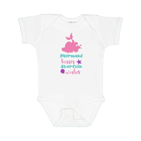 

Inktastic Mermaid Kisses Starfish Wishes - Pink Blue Purple Girls Baby Bodysuit